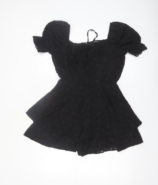 Quiz Womens Black Puff Sleeve Playsuit UK 8 Polyester Partywear
