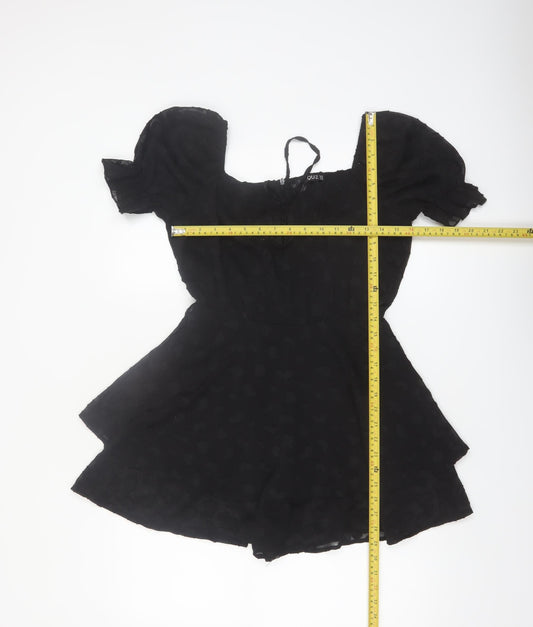 Quiz Womens Black Puff Sleeve Playsuit UK 8 Polyester Partywear