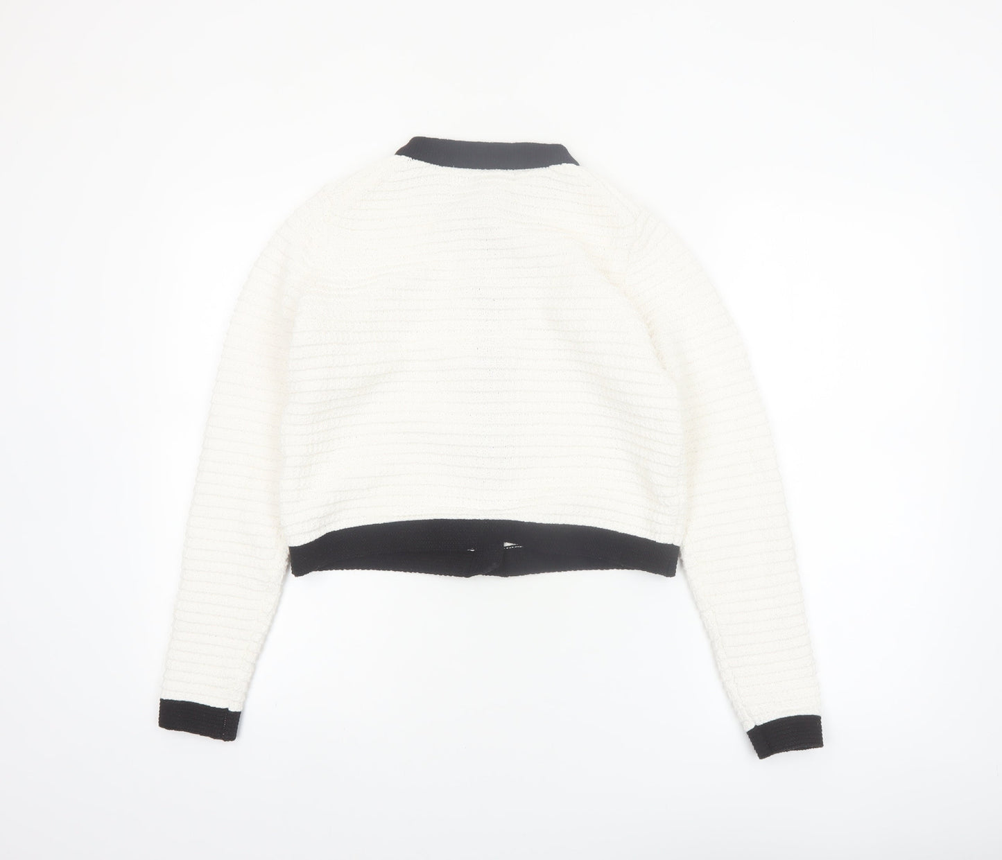 Primark Women’s Ivory Black Trim Button Cardigan XS Classic Knit