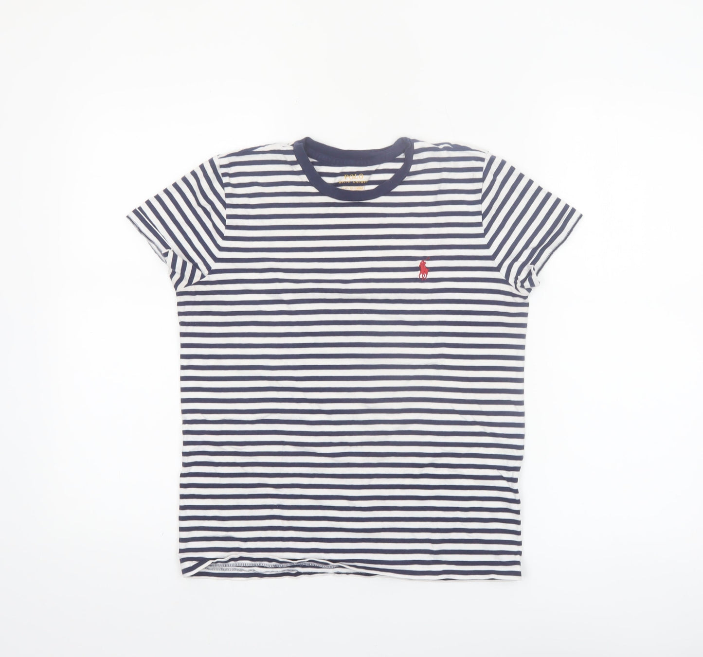 Ralph Lauren Women's Blue Striped Ringer T-Shirt Size S