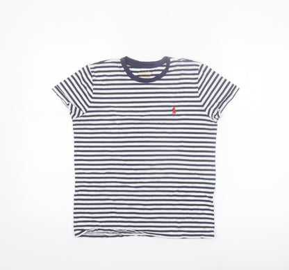 Ralph Lauren Women's Blue Striped Ringer T-Shirt Size S