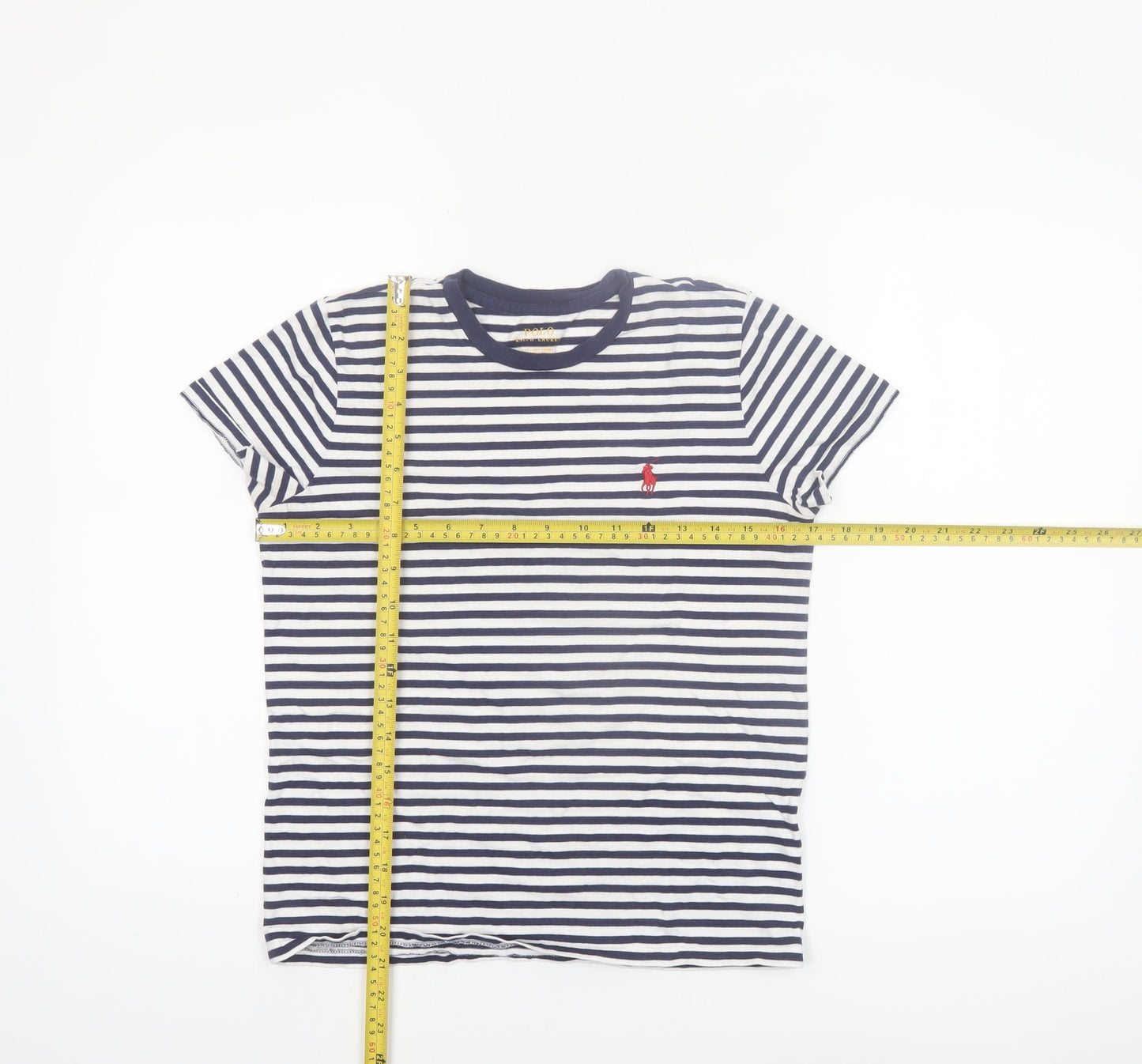 Ralph Lauren Women's Blue Striped Ringer T-Shirt Size S