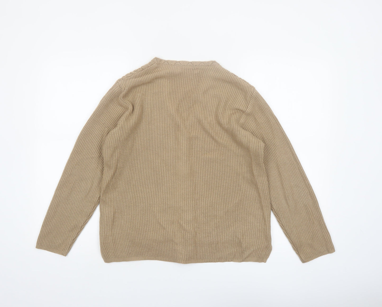 Naura's Women Beige Cable-Knit Long Sleeve Cardigan Size 12