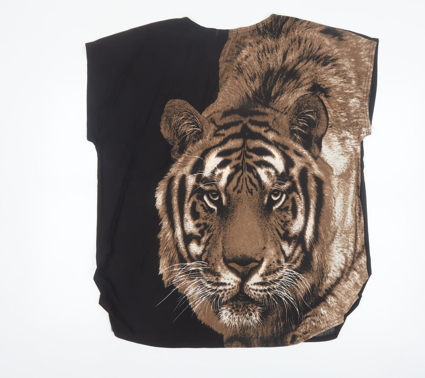 Meggie Women's Brown Tiger Print Beaded Relaxed T-Shirt XL