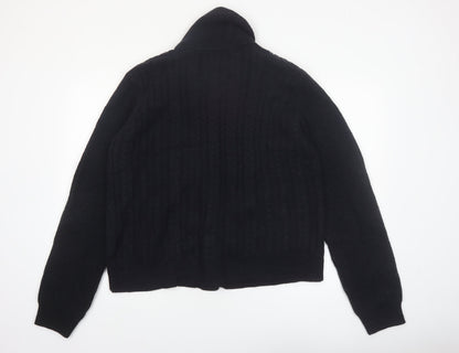 Threadbare Men's Black 2XL Cable-Knit Button Cardigan Jumper