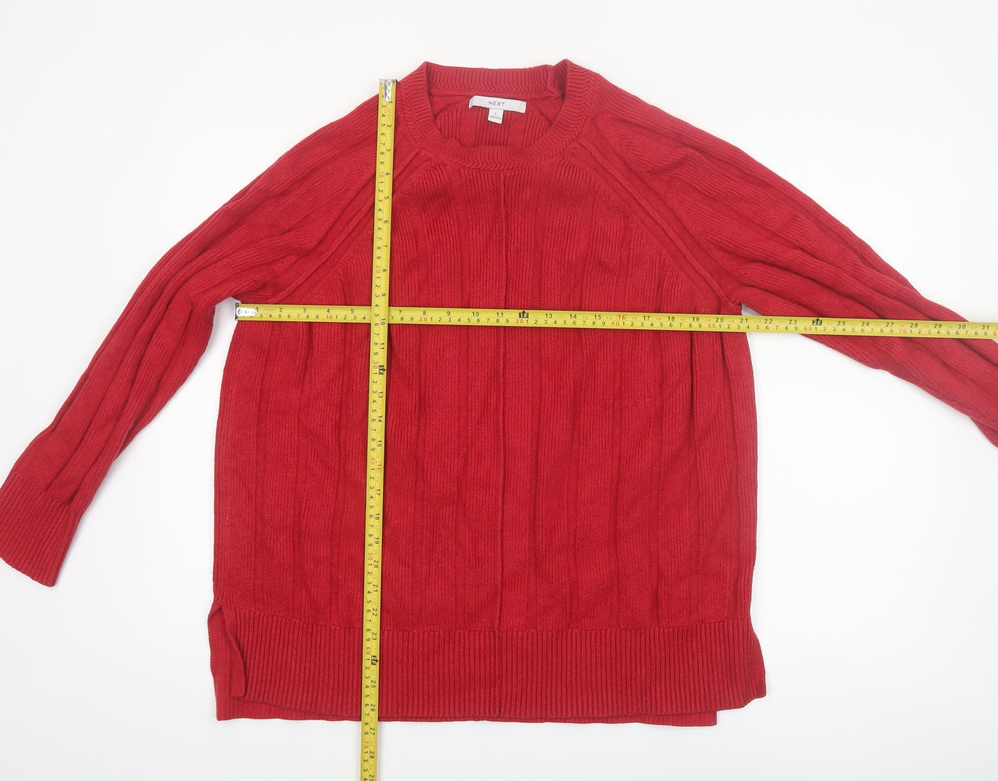 NEXT Women’s Red Crew Neck Cable Knit Jumper Size 16