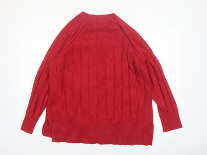NEXT Women’s Red Crew Neck Cable Knit Jumper Size 16