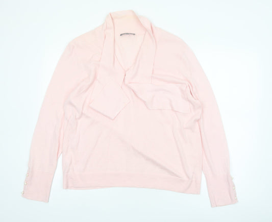 Laura Ashley Women’s Pink Cotton Cashmere Cowl Neck Jumper UK 20
