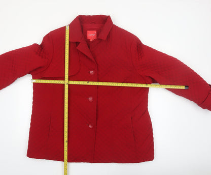 Esprit Men's Red Quilted Mid-Length Coat 2XL Polyester