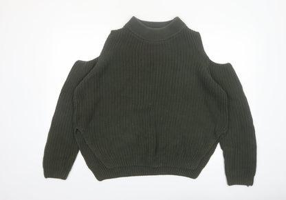 French Connection Women's Green Cold Shoulder Knit Jumper M