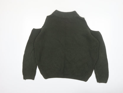 French Connection Women's Green Cold Shoulder Knit Jumper M