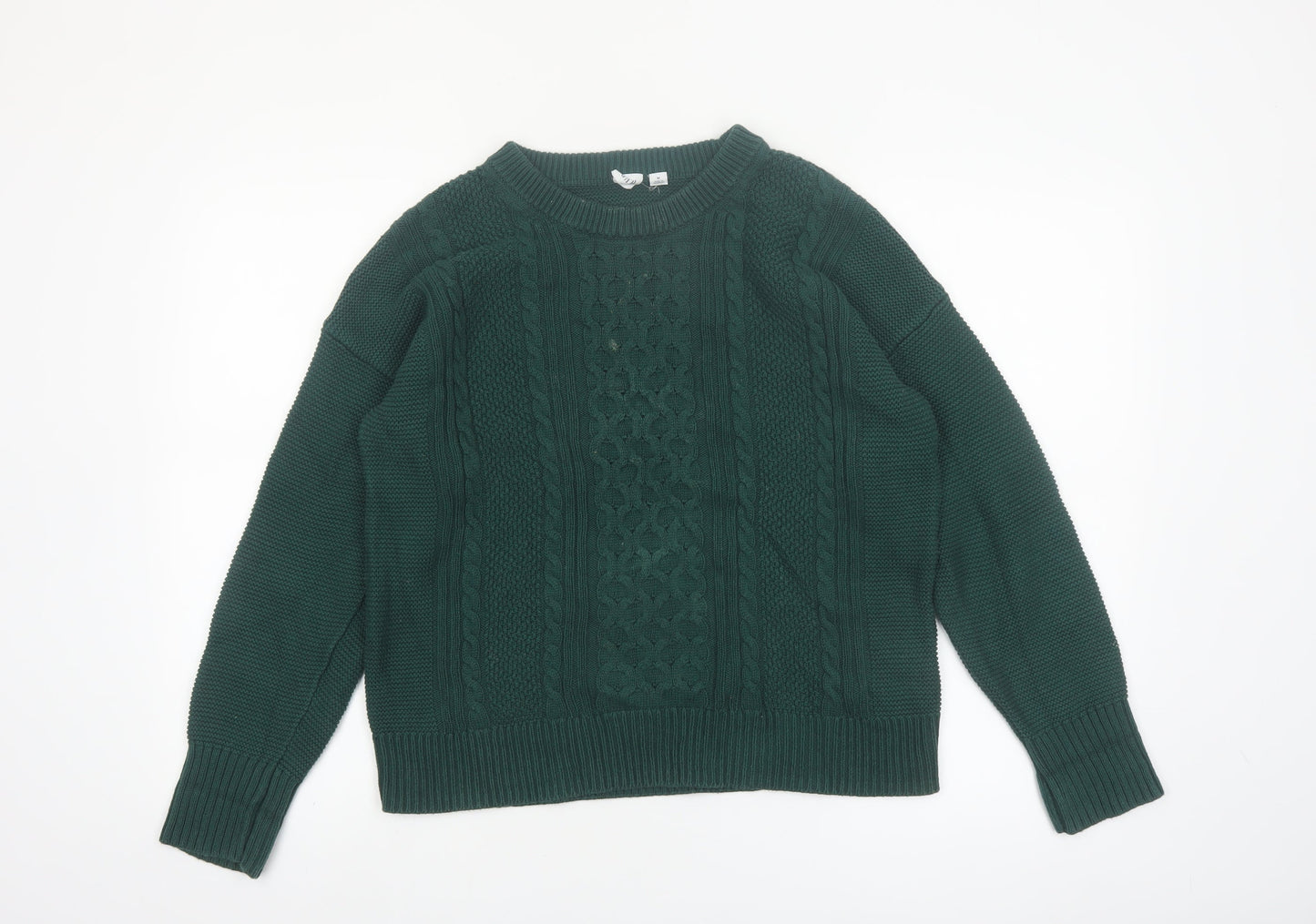 GAP Womens Green Cotton Cable Knit Jumper Size 12