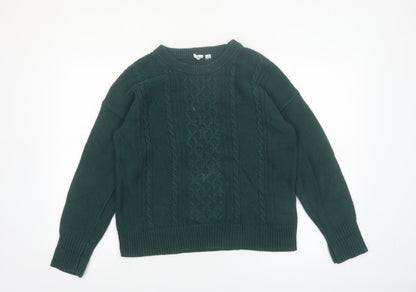 GAP Womens Green Cotton Cable Knit Jumper Size 12