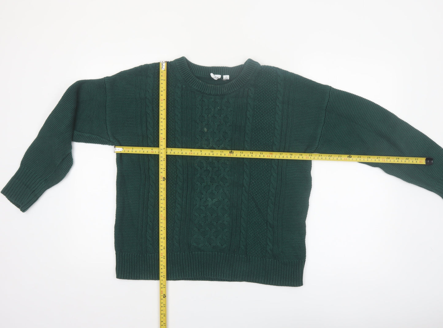 GAP Womens Green Cotton Cable Knit Jumper Size 12