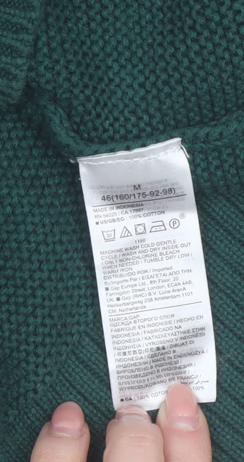 GAP Womens Green Cotton Cable Knit Jumper Size 12
