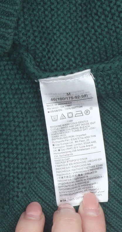 GAP Womens Green Cotton Cable Knit Jumper Size 12