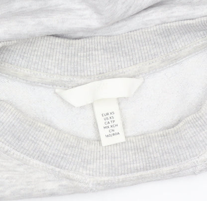 H&M Womens Grey XS Pullover Crew Neck Sweatshirt NEW YORK Print