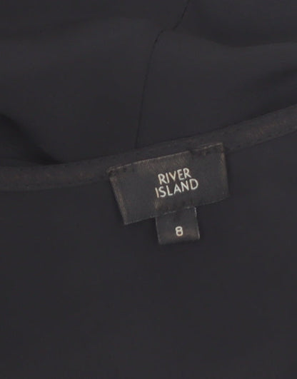 River Island Women’s Black Wrap Blouse Size 8 Bell Sleeve