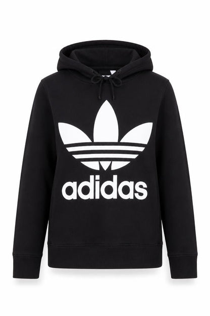 Adidas Womens Black Hooded Pullover Sweatshirt Size 8 Cotton Blend