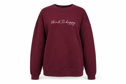 New Look Womens Burgundy Think Happy Pullover Sweatshirt Size S