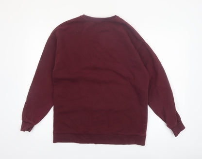 New Look Womens Burgundy Think Happy Pullover Sweatshirt Size S