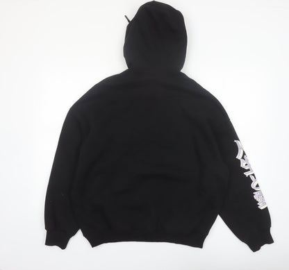 Bershka Men’s Black Anime Graphic Pullover Hoodie Size S