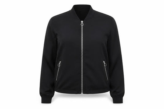Bershka Womens Black Bomber Jacket Size 8 Regular Zip Pockets