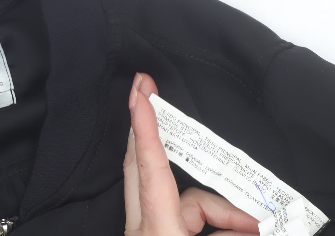 Bershka Womens Black Bomber Jacket Size 8 Regular Zip Pockets