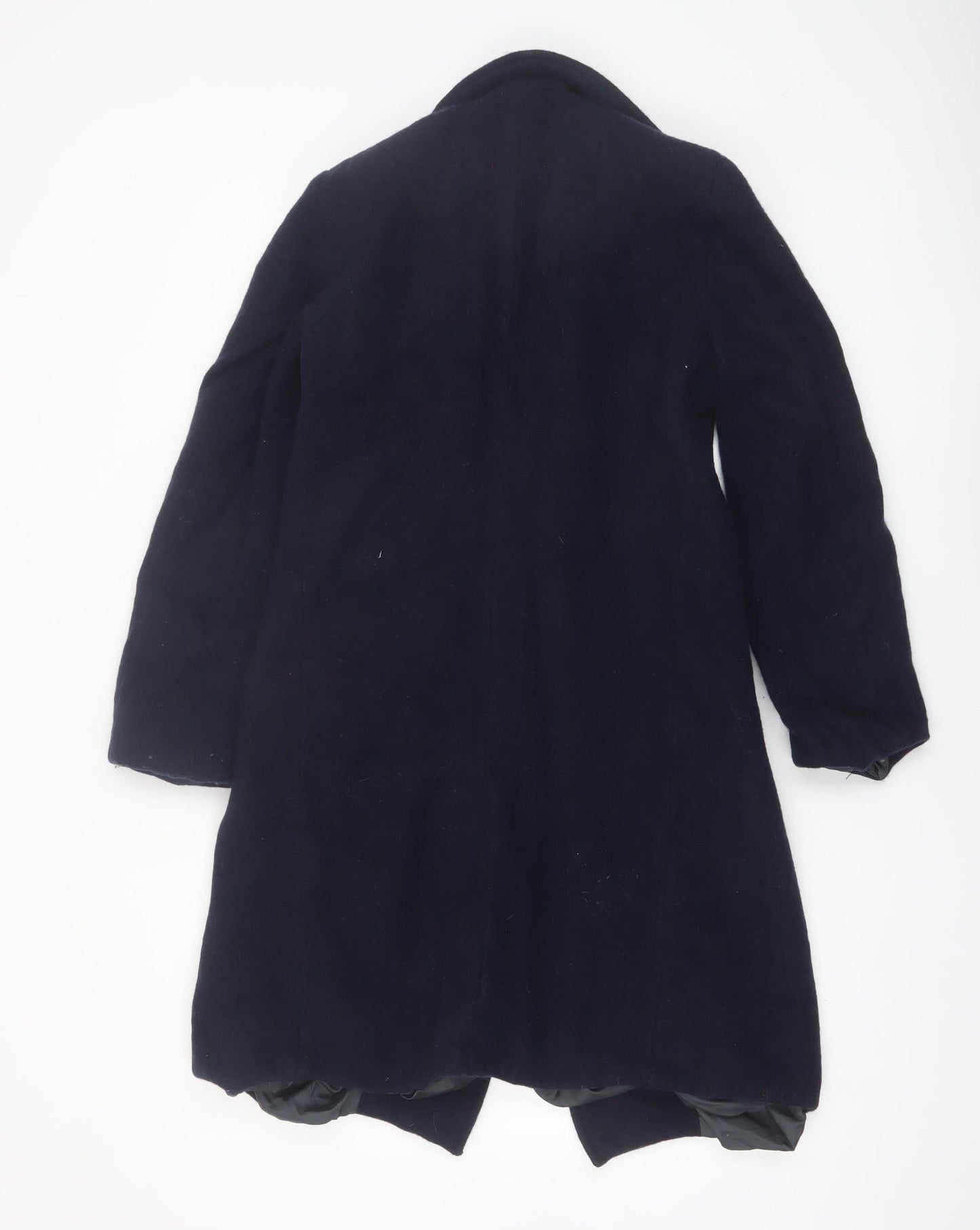 Azul Women's Blue Wool Long Overcoat M Classic Lined Buttoned
