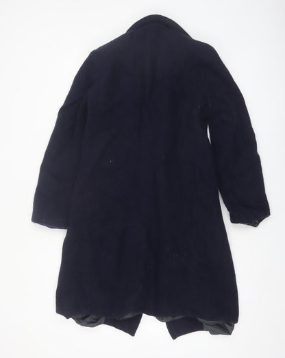 Azul Women's Blue Wool Long Overcoat M Classic Lined Buttoned