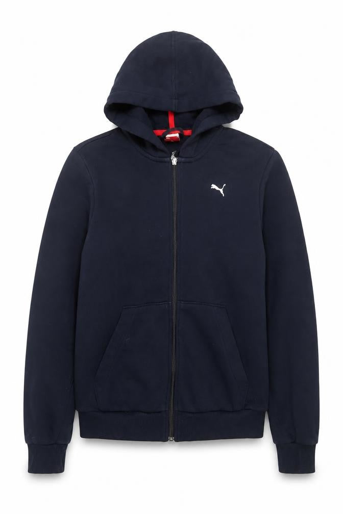 Front view of Puma Women’s Black Full Zip Hoodie UK 14 Cotton Blend Casual