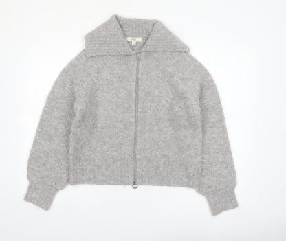 Marks and Spencer Women's Grey Full Zip Wool Blend Jumper M