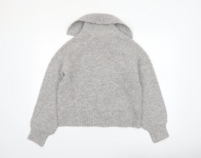 Marks and Spencer Women's Grey Full Zip Wool Blend Jumper M