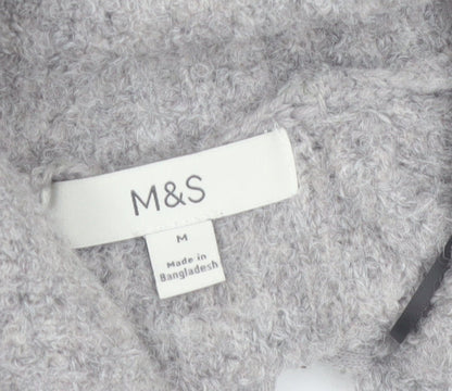Marks and Spencer Women's Grey Full Zip Wool Blend Jumper M