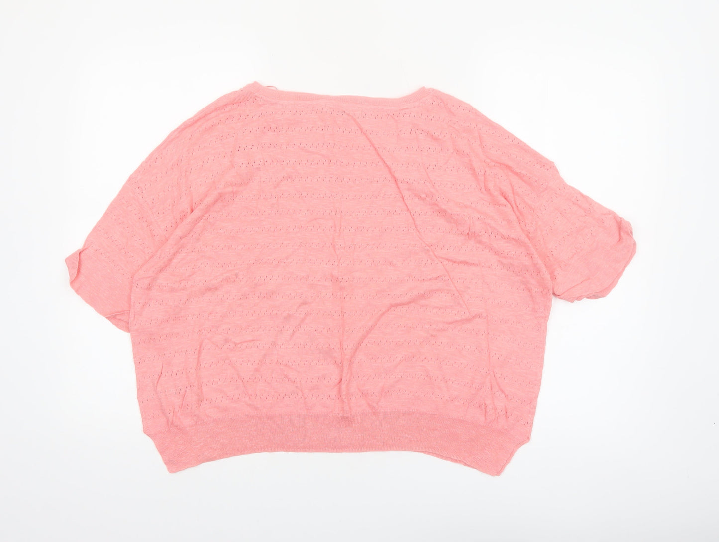 Oliver Bonas Women’s Pink Knit Short Sleeve Pullover Jumper Size 8