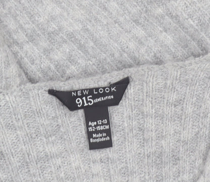 New Look Girls Grey V-Neck Cropped Pullover Jumper Size 12-13 Years