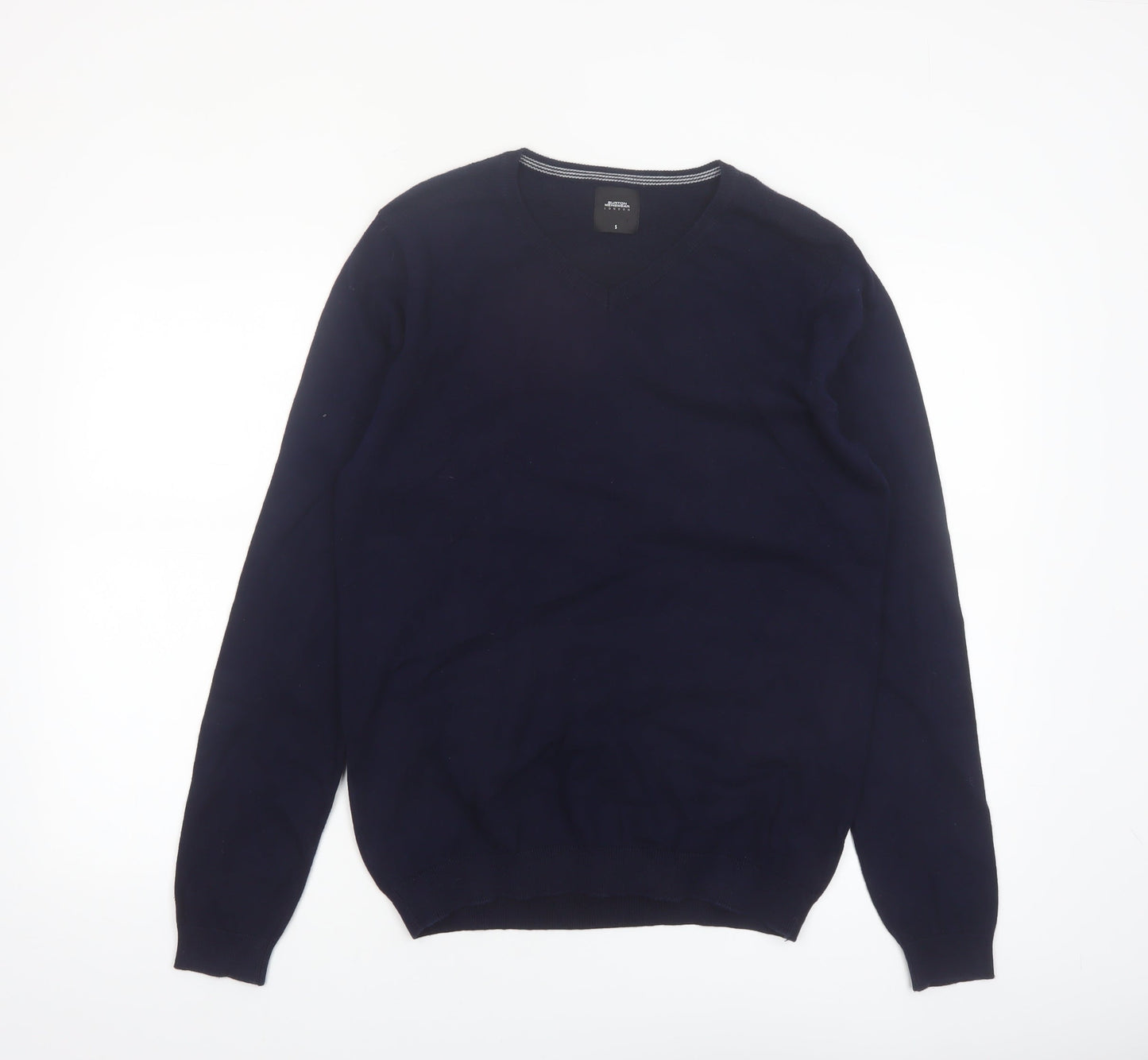 Burton Menswear London Men's Blue V-Neck Cotton Jumper Size S