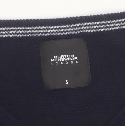 Burton Menswear London Men's Blue V-Neck Cotton Jumper Size S