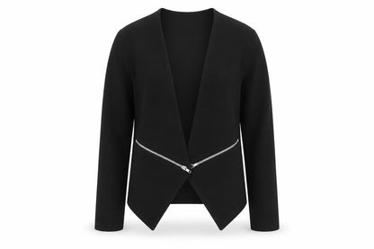 Quiz Women’s Black Zip Detail Slim Fit Blazer Jacket Size 10