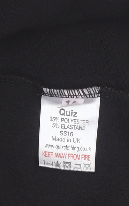 Quiz Women’s Black Zip Detail Slim Fit Blazer Jacket Size 10