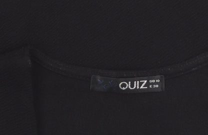 Quiz Women’s Black Zip Detail Slim Fit Blazer Jacket Size 10