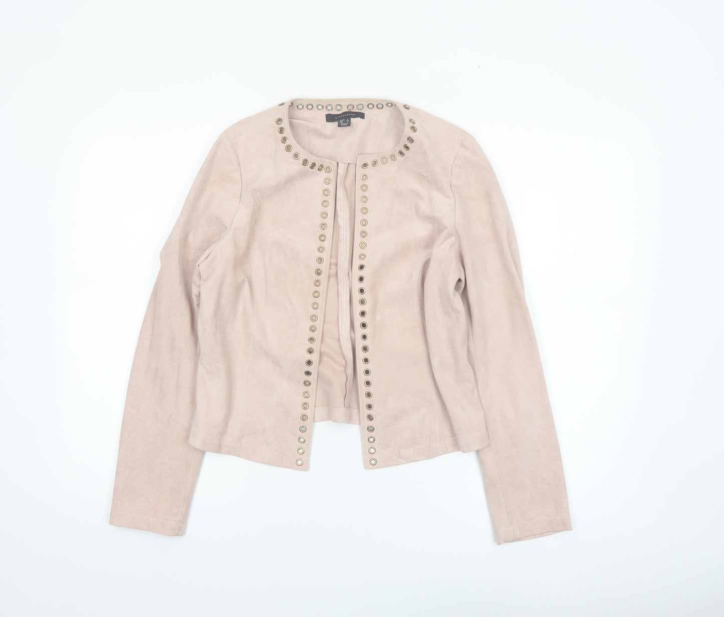 Atmosphere Womens Beige Studded Suede Look Jacket Size 8