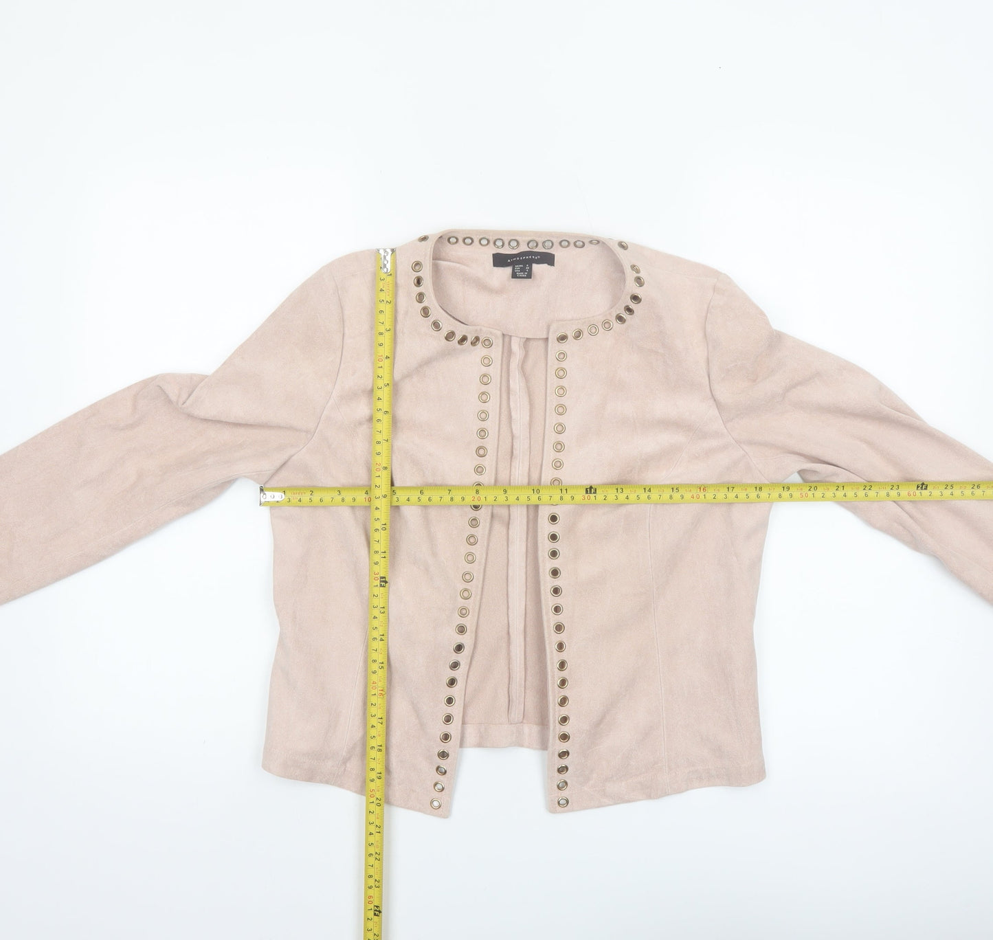 Atmosphere Womens Beige Studded Suede Look Jacket Size 8