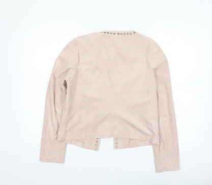 Atmosphere Womens Beige Studded Suede Look Jacket Size 8