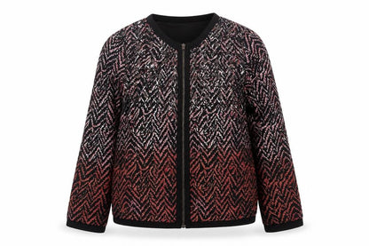 Atmosphere Womens Red Black Geometric Bomber Jacket Size 10