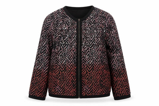 Atmosphere Womens Red Black Geometric Bomber Jacket Size 10