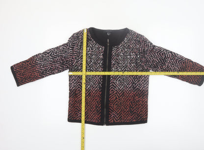Atmosphere Womens Red Black Geometric Bomber Jacket Size 10