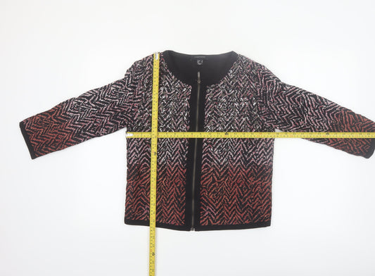 Atmosphere Womens Red Black Geometric Bomber Jacket Size 10