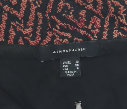 Atmosphere Womens Red Black Geometric Bomber Jacket Size 10