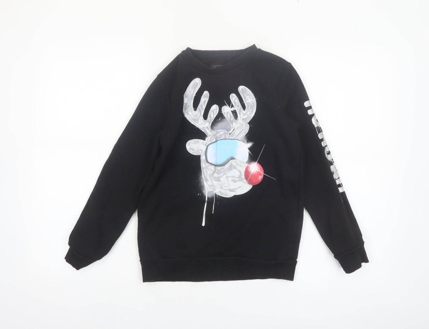 Next Boys Black Reindeer Graphic Pullover Sweatshirt 9 Years